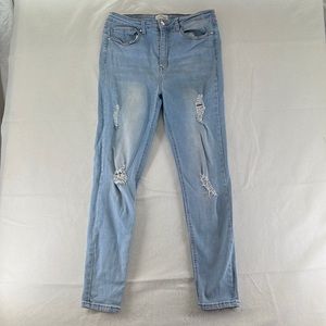 Skinny Fries Denim Jeans Skinny Junior Size 15 Distressed Blue Ankle High Rise